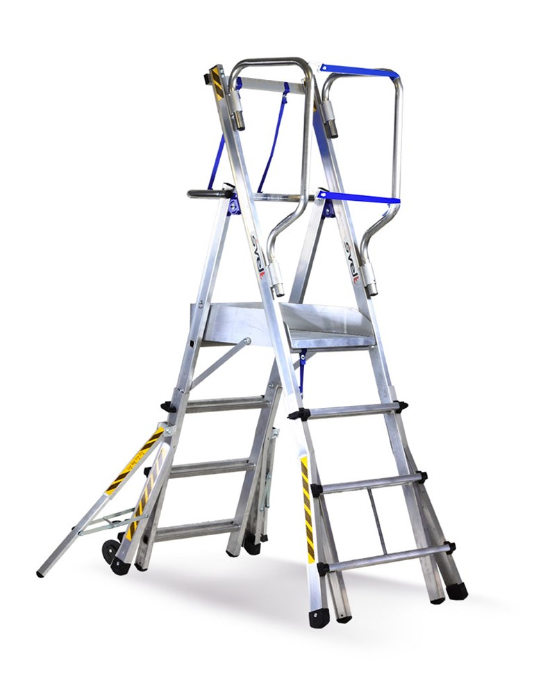 [SFLYTL204+3] SVELT TeleFly Light S Telescopic platform ladder with railing protection 1,00 to 2,00 m (4+3 steps 1,00 / 1,52 m 20,5 kg)