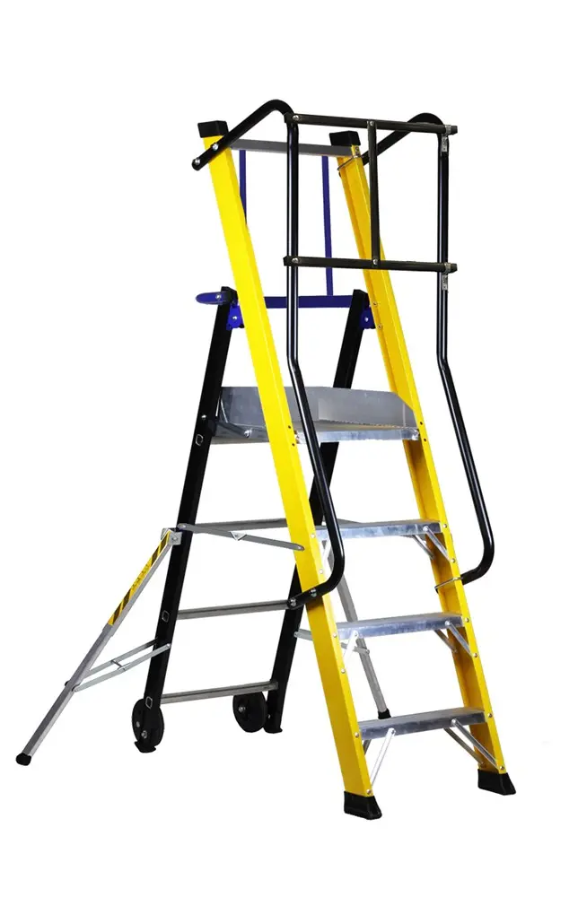 SVELT Fly Fibra Fibreglass Mobile Platform Ladder with railing protection 3 t/m 8 steps