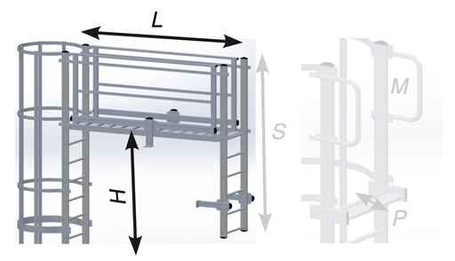 [SGPS1600] SGPS1600 - SVELT Afstap met brug en beveiliging L: 1600 - H: 1200 mm